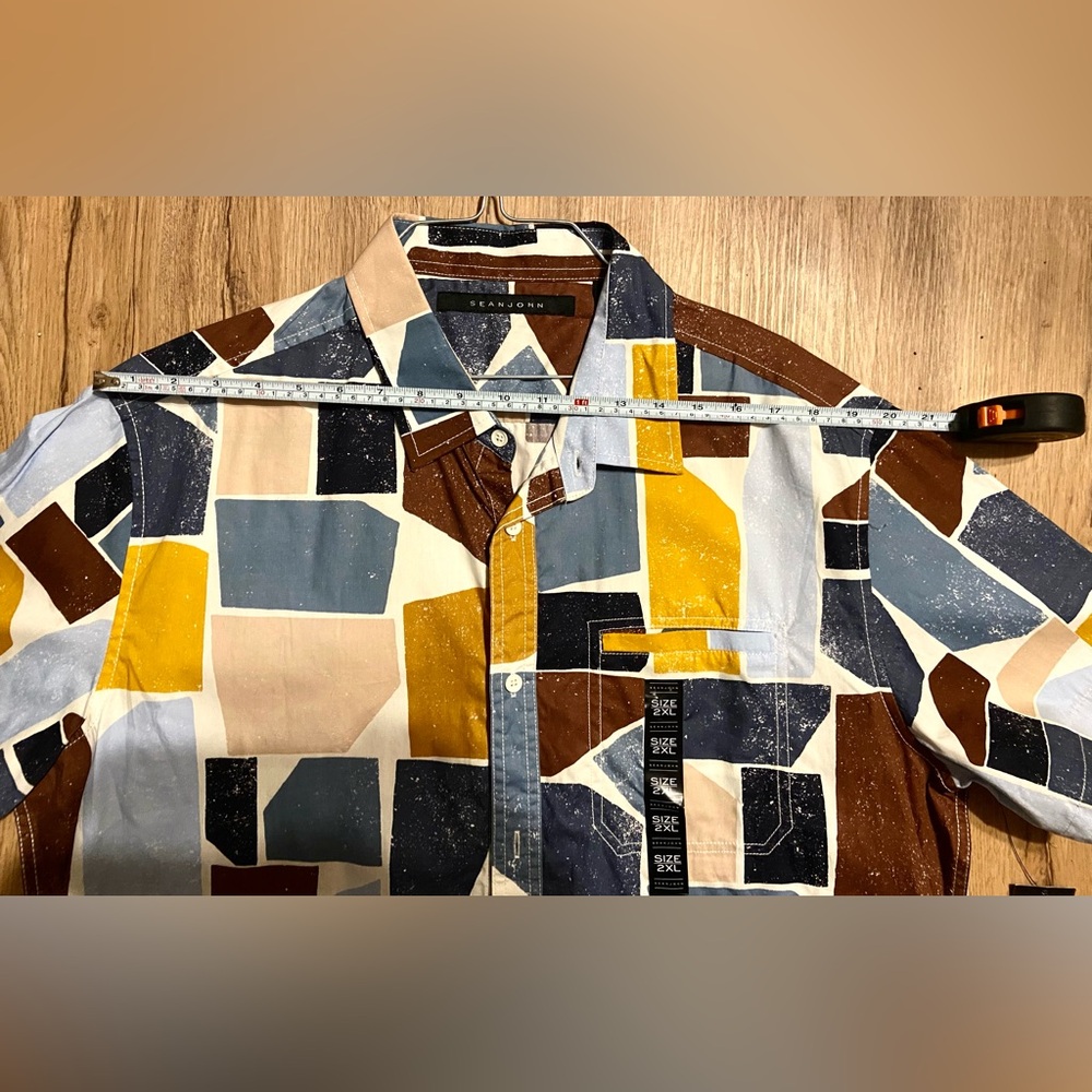 NWT Sean John Multicolor Geometric Button-Down 100% cotton, 2XL - Picture 4 of 13